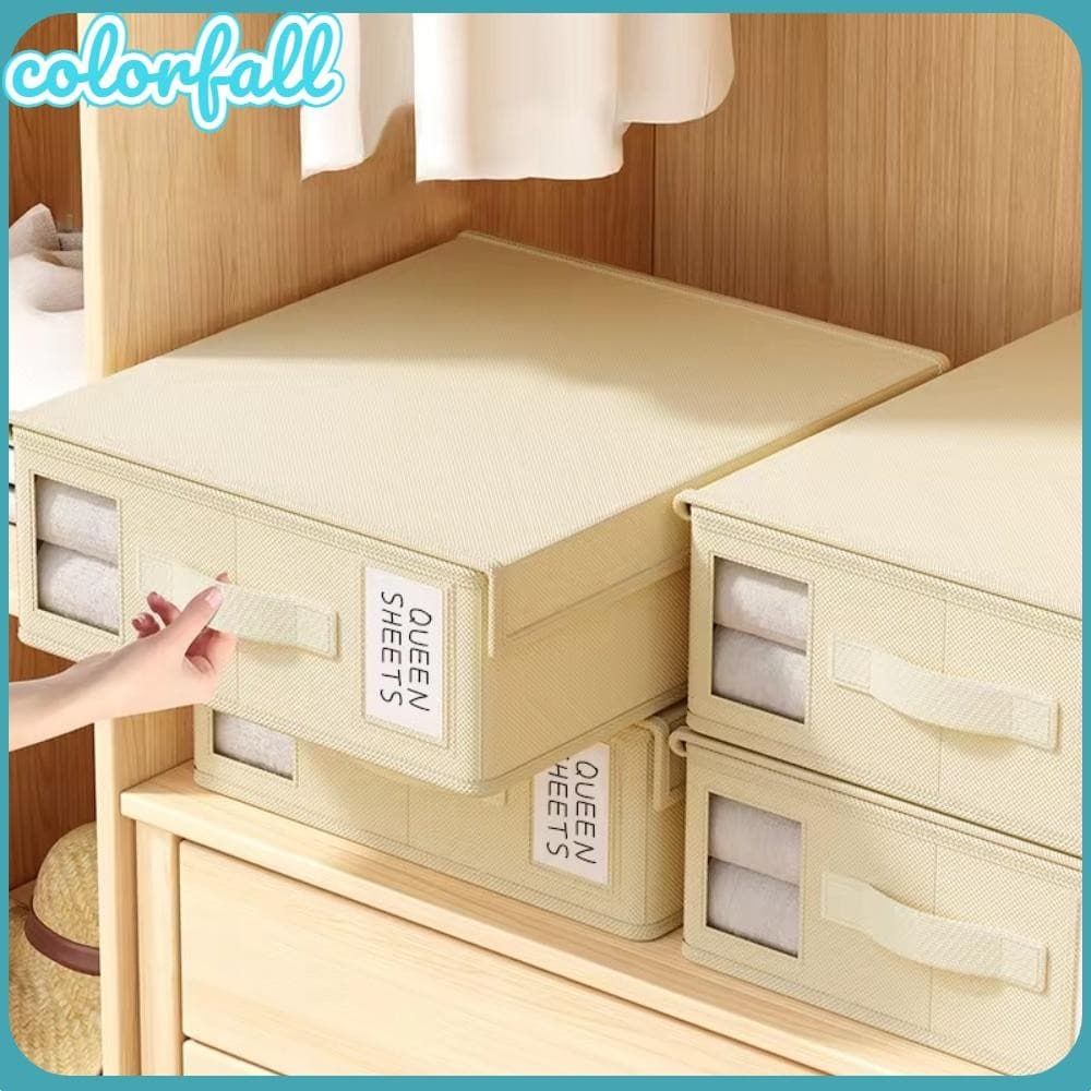 Caixa De Armazenamento De Cobertor De Guarda-Roupa COLORFALLC , Alça Durável De Grande Capacidade , Organizador De Lenço