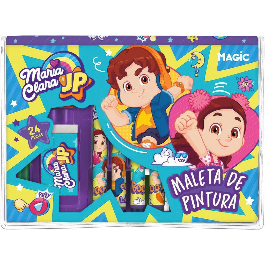 Maleta de Pintura com 24 Peças - Tema Maria Clara e JP | Grupo Magic