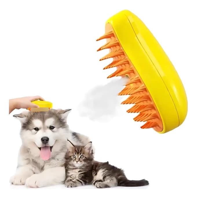 Escova Vapor Pet Elétrica 3 / 1 Massagem Penteia Remove Pelo