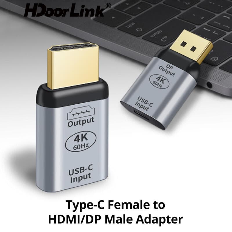 HdoorLink USB Tipo C Fêmea Para HDMI/DP Macho Adaptador 4K 60Hz Thunderbolt 3 Portátil Telefone-Conversor
