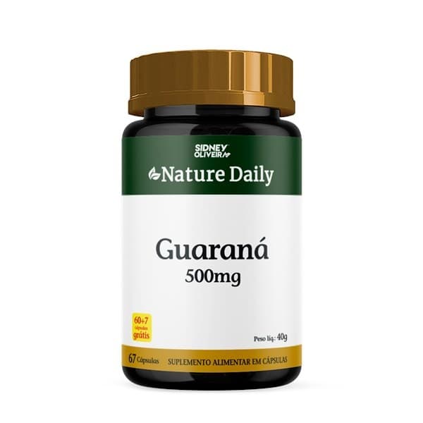 GUARANA 500MG NATURE DAILY 60 CAPSULAS + 7 GRATIS SIDNEY OLIVEIRA