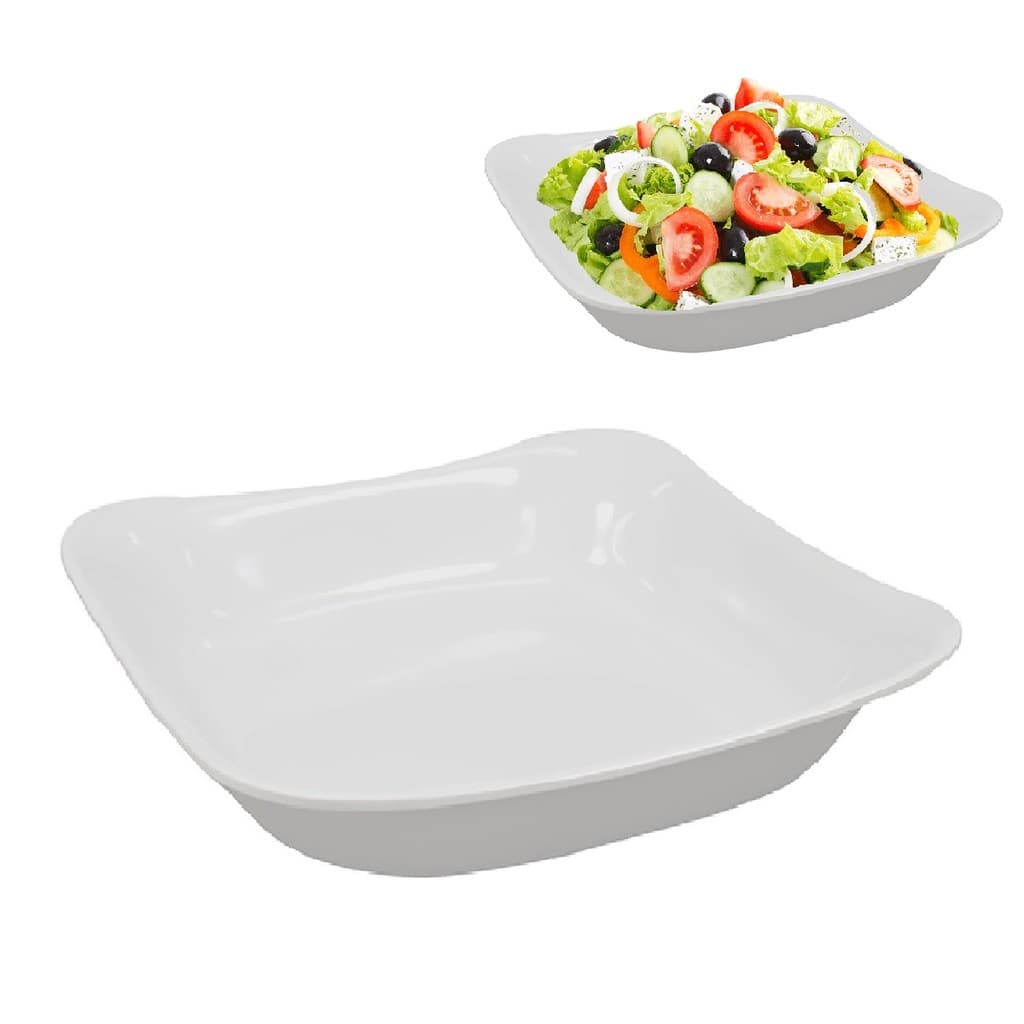 Kit 3 Potes Tigela Bowl 650ml Saladeira em Melamina Quadrada
