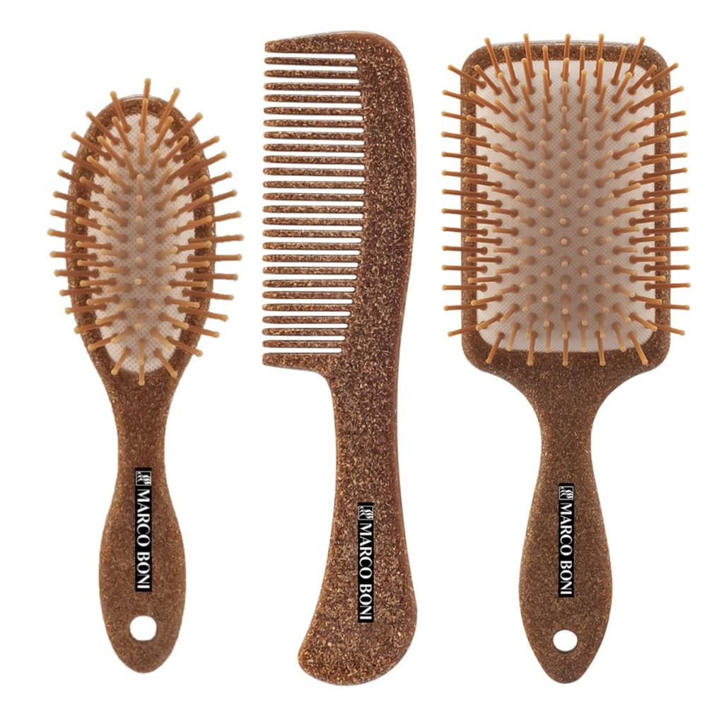 Kit 1 Pente De Cabelo E 2 Escovas Coleção Coconut Marco Boni