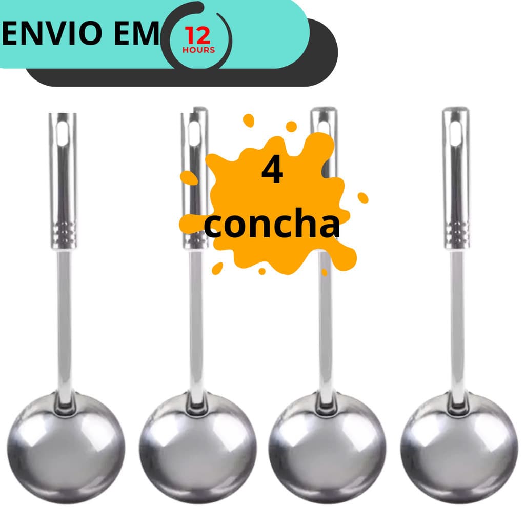 Kit 4 Conchas Gigantes em Aço Inox: Ideal Para Grandes Porções