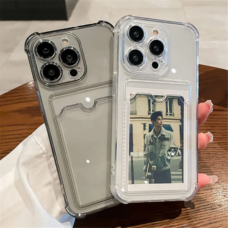 Capa De Telefone Transparente Com Slot Para Cartão Realme C65 C63 C61 C55 C53 C51 C35 C30 C25 C25Y C21Y C20 C15 C12 C11