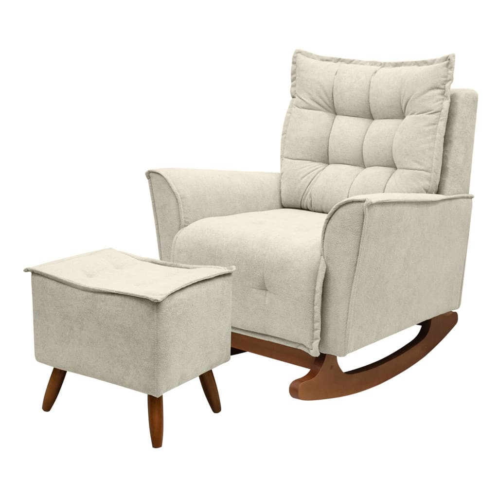 Poltrona Amamentação De Balanço Helena + Puff Boucle Quarto