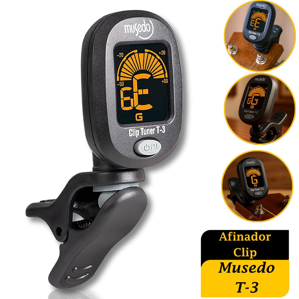Afinador Digital Musedo T-3 Cromático Clip on de Guitarra para Violão Ukulele Violino Premium