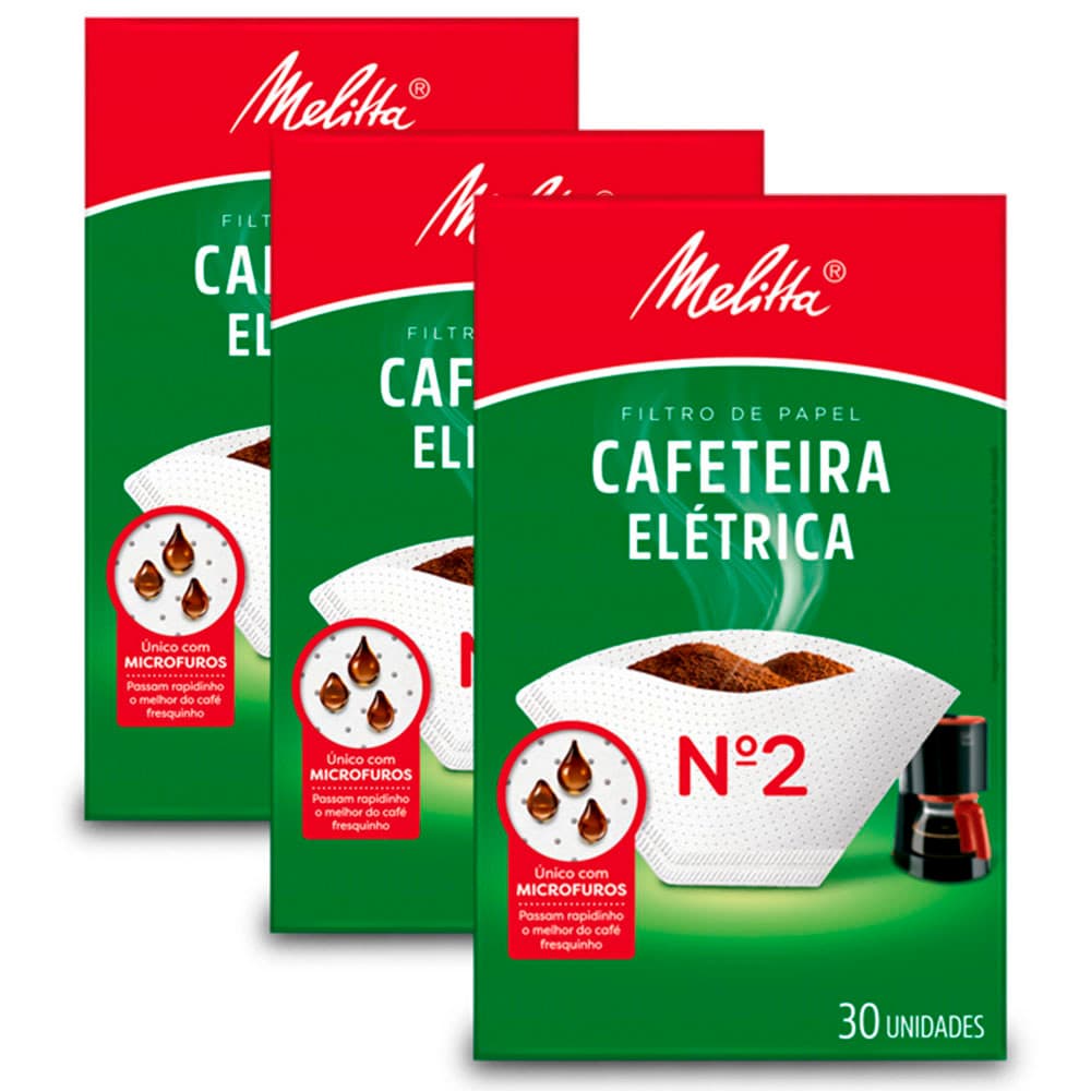 Filtro de Papel Melitta Cafeteira Elétrica Nº2 Kit 3 Pacotes