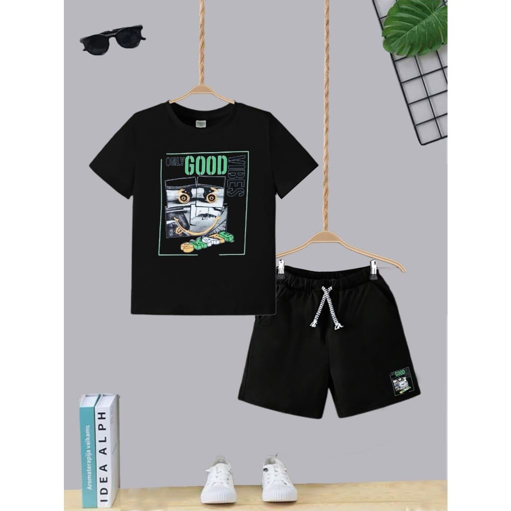 Camiseta + Short Conjunto Infantil Skate Only Moda Teen Kids Bolso Lateral