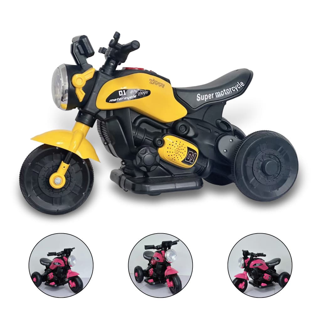 Mini Moto Elétrica Triciclo Infantil Zippy 6V com Som e Música