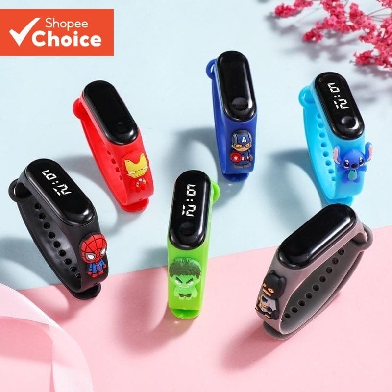 Presente Para Crianças Dos Desenhos Animados Relógio LED Digital Esportes De Pulso À Prova Dwaterproof Água Spiderman Pi