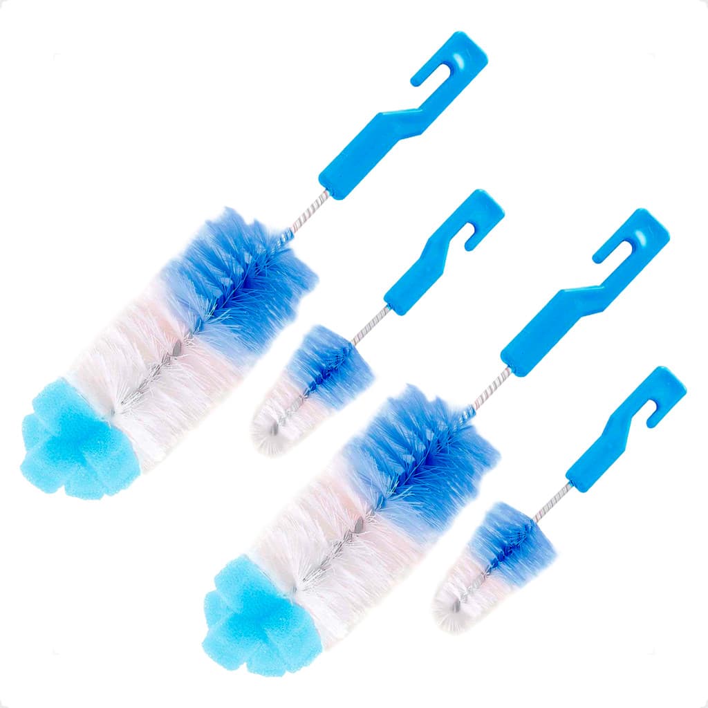 2 Kit de Escovas para Mamadeira e Bicos Esponja - Azul