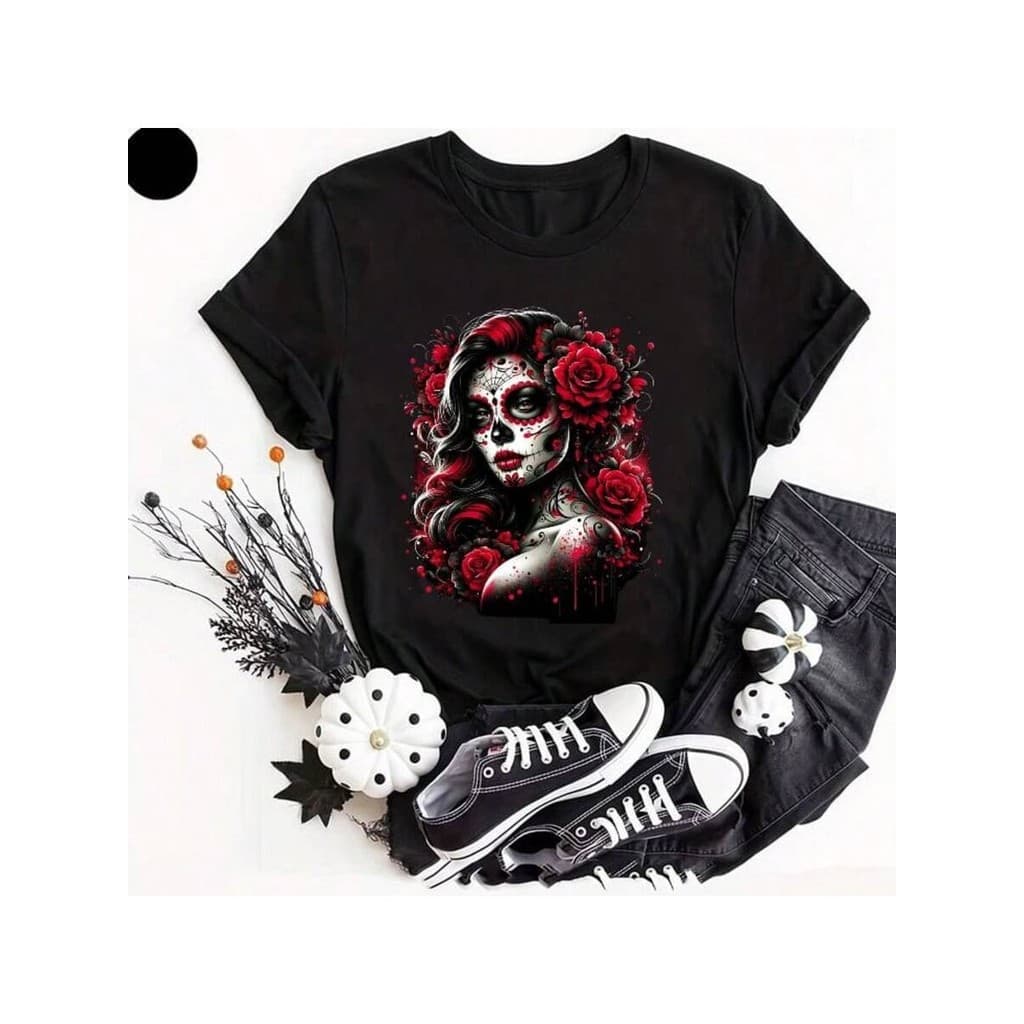CAMISETA CAVEIRA MULHER FLORES 2 MEXICO A VIDA É UMA FESTA