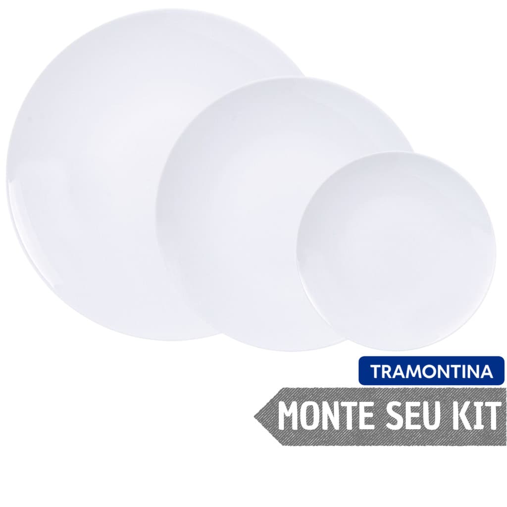 Jogo de Pratos Porcelana Tramontina Leonora Raso, Fundo e Sobremesa