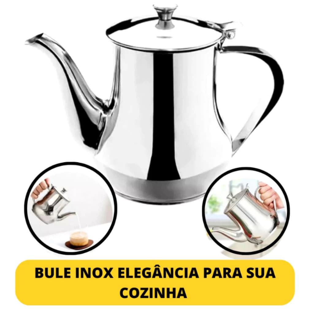 Bule De Inox Para Café Chá Leite Elegante Com Alça E Tampa 400ml