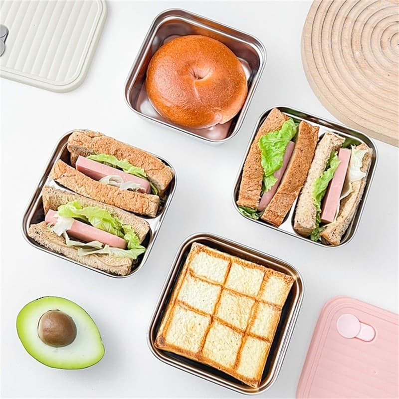 Melhor Caixa De Refeição Multiuso , Compartimentos Divididos Em Aço Inoxidável , Lanches De Salada De Frutas Para Exercí
