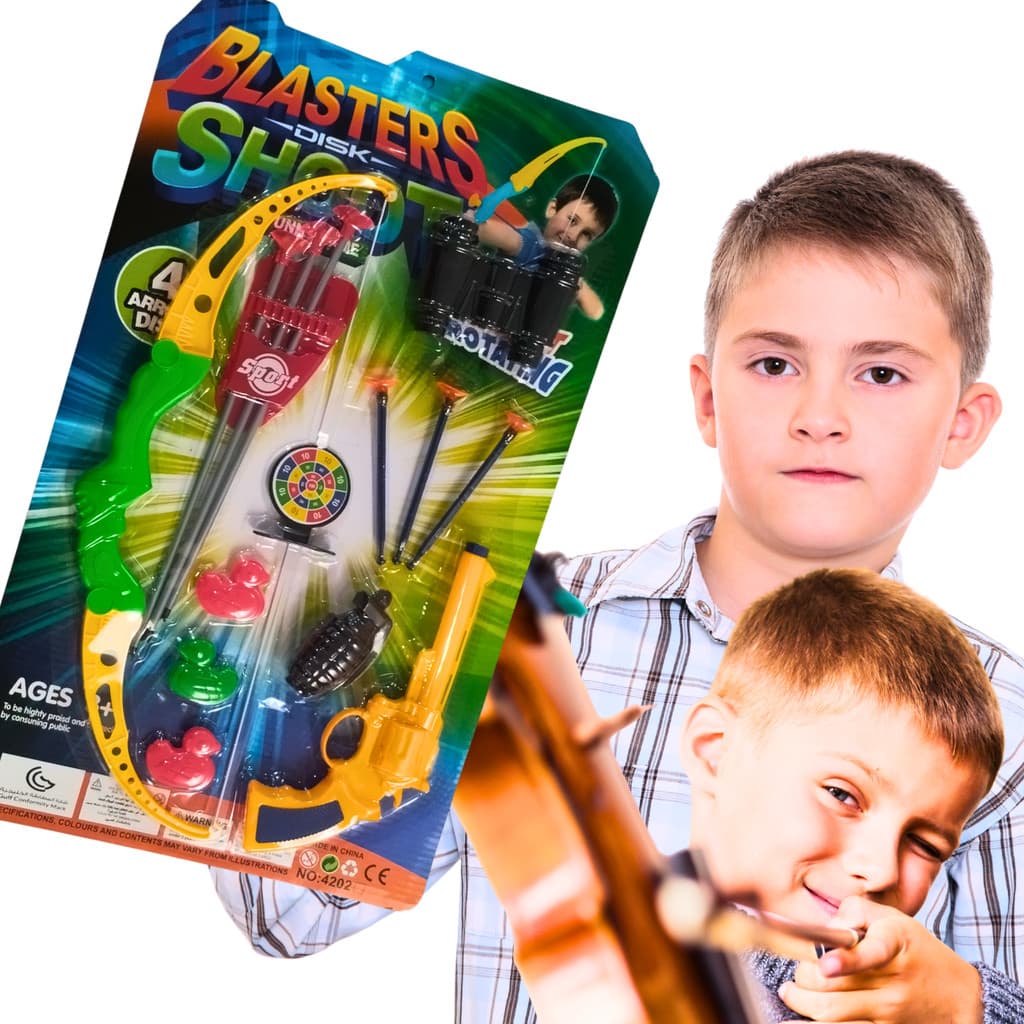 Arco E Flecha Kit Brinquedo Infantil Pistola Alvo Lançador