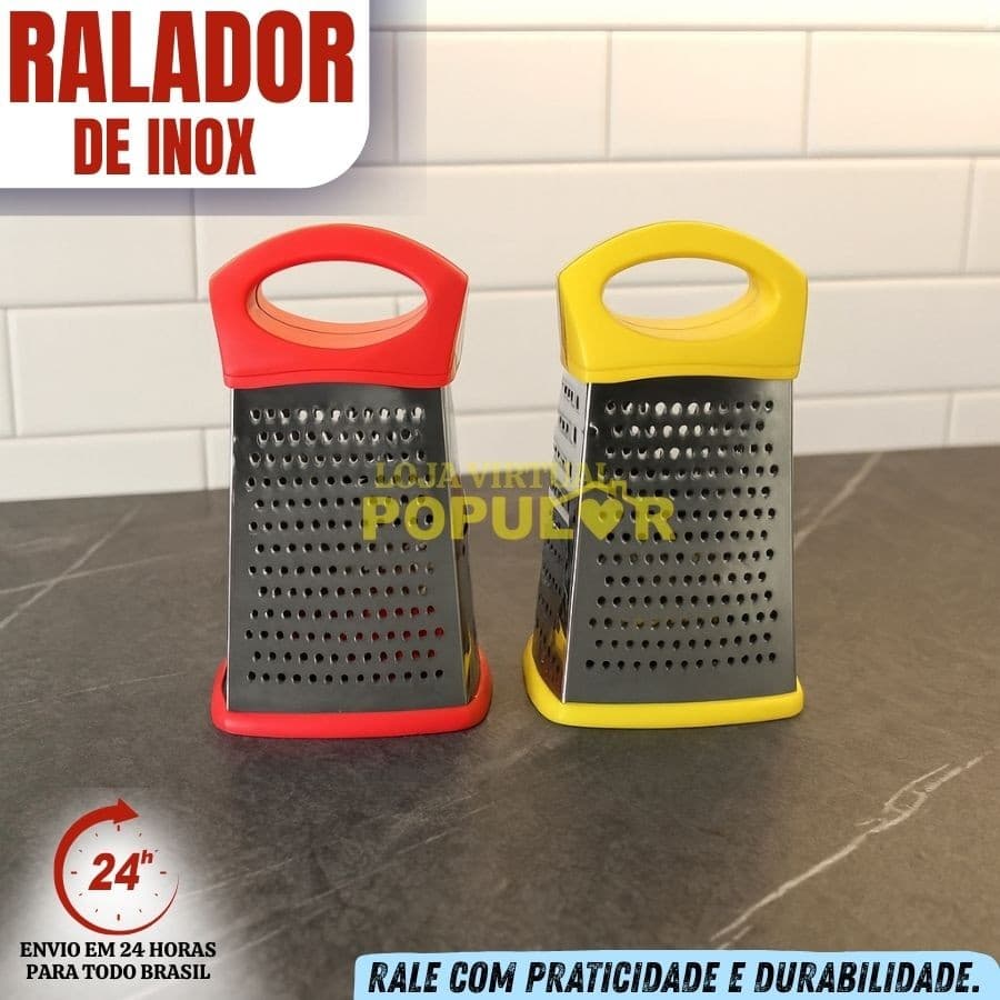 Ralador Aço Inox 4 Faces Resistente Cozinha Para Verduras Legumes Queijo Multiuso Cabo Plástico