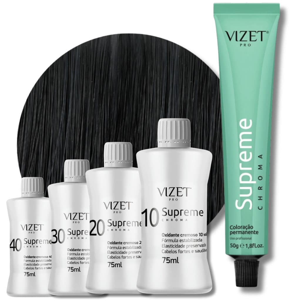 Tinta cabelo preto azulado 1.0 kit agua oxigenada de 10 a 40