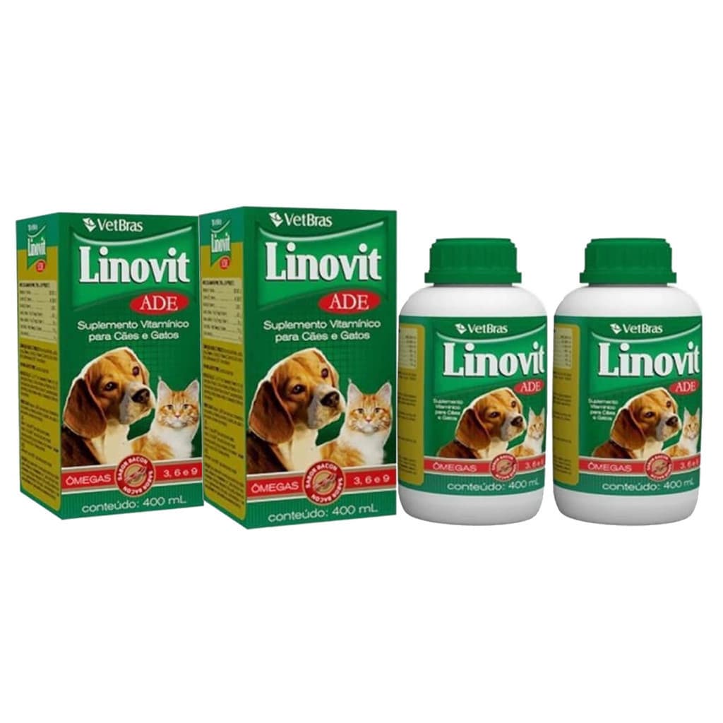 Suplemento Vitaminico Pet Linovit 400ml - Cães e Gatos - Vetbras - 2 unidades