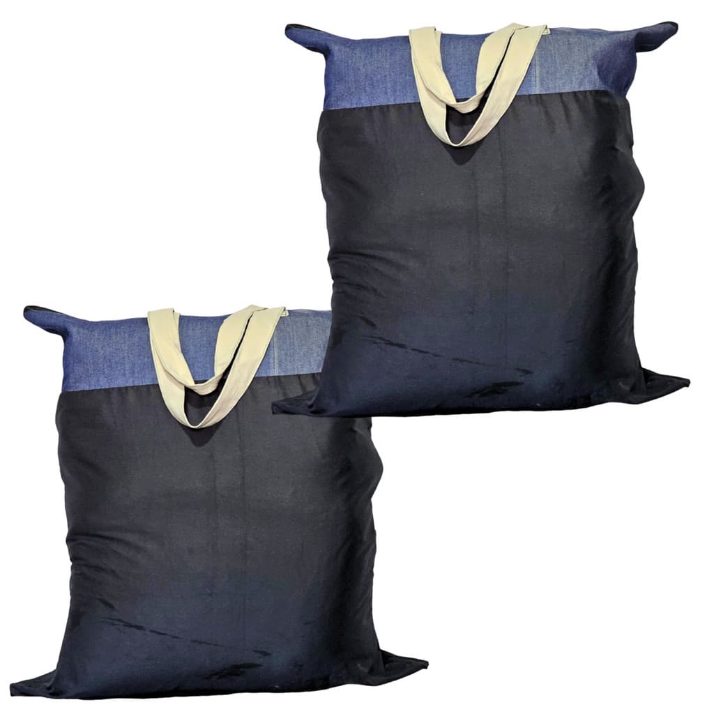 Kit 2 Sacolão Jeans Grosso Em Retalhos Reforçado 93x85