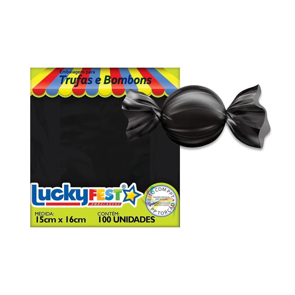 Embalagem Para Trufa Lucky Fest Nenhum - Preto