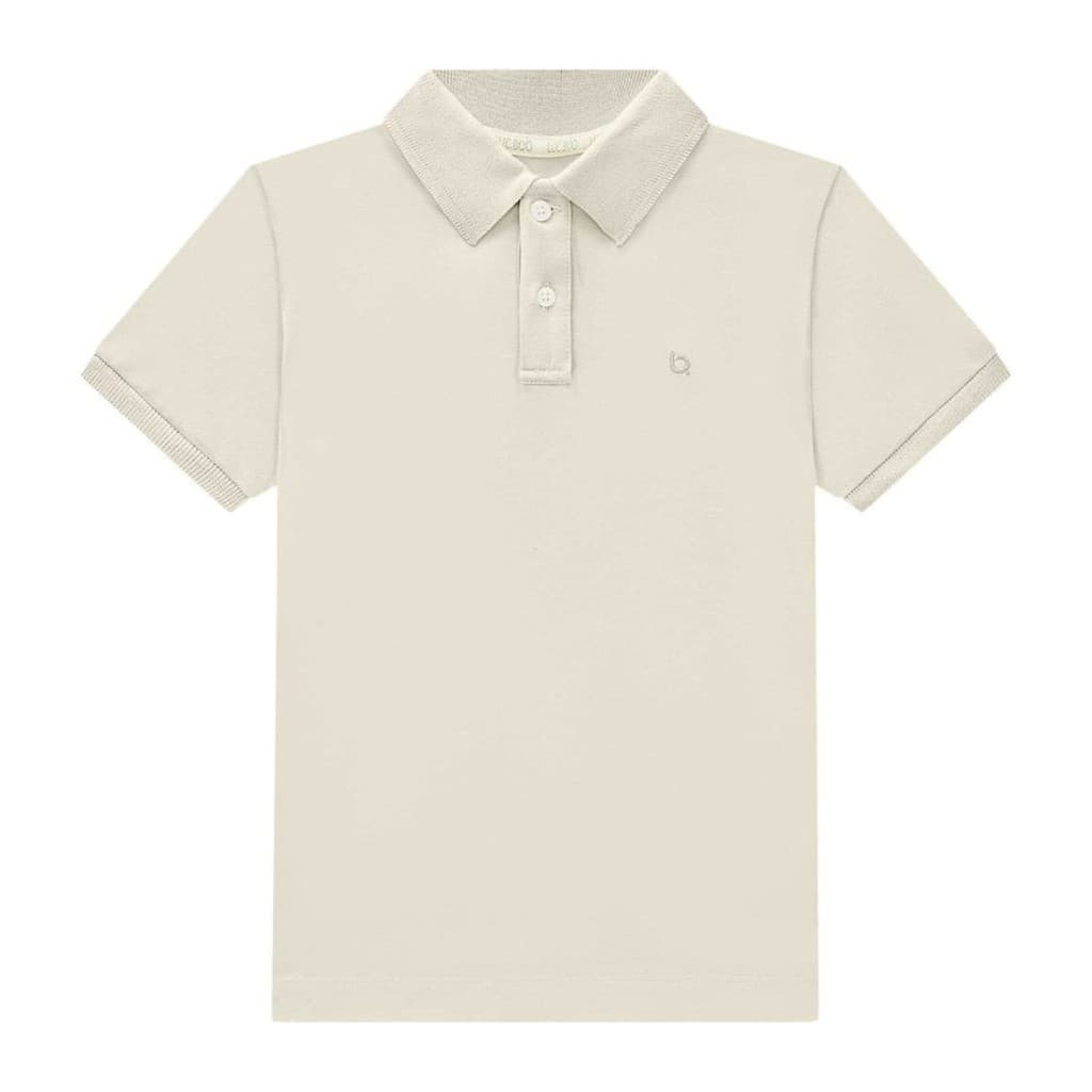 Camisa Polo em Malha Piquet com Elastano Cor BEGE -LucBoo