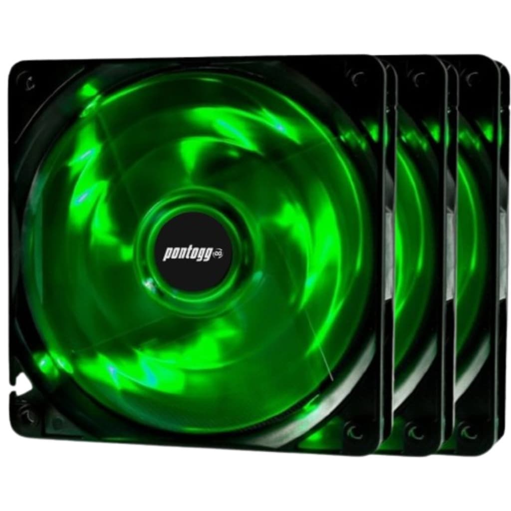 Kit 3 Cooler Fan Verde 4 Leds Para Gabinete PC Gamer 120mm Ventoinha de Otima qualidade