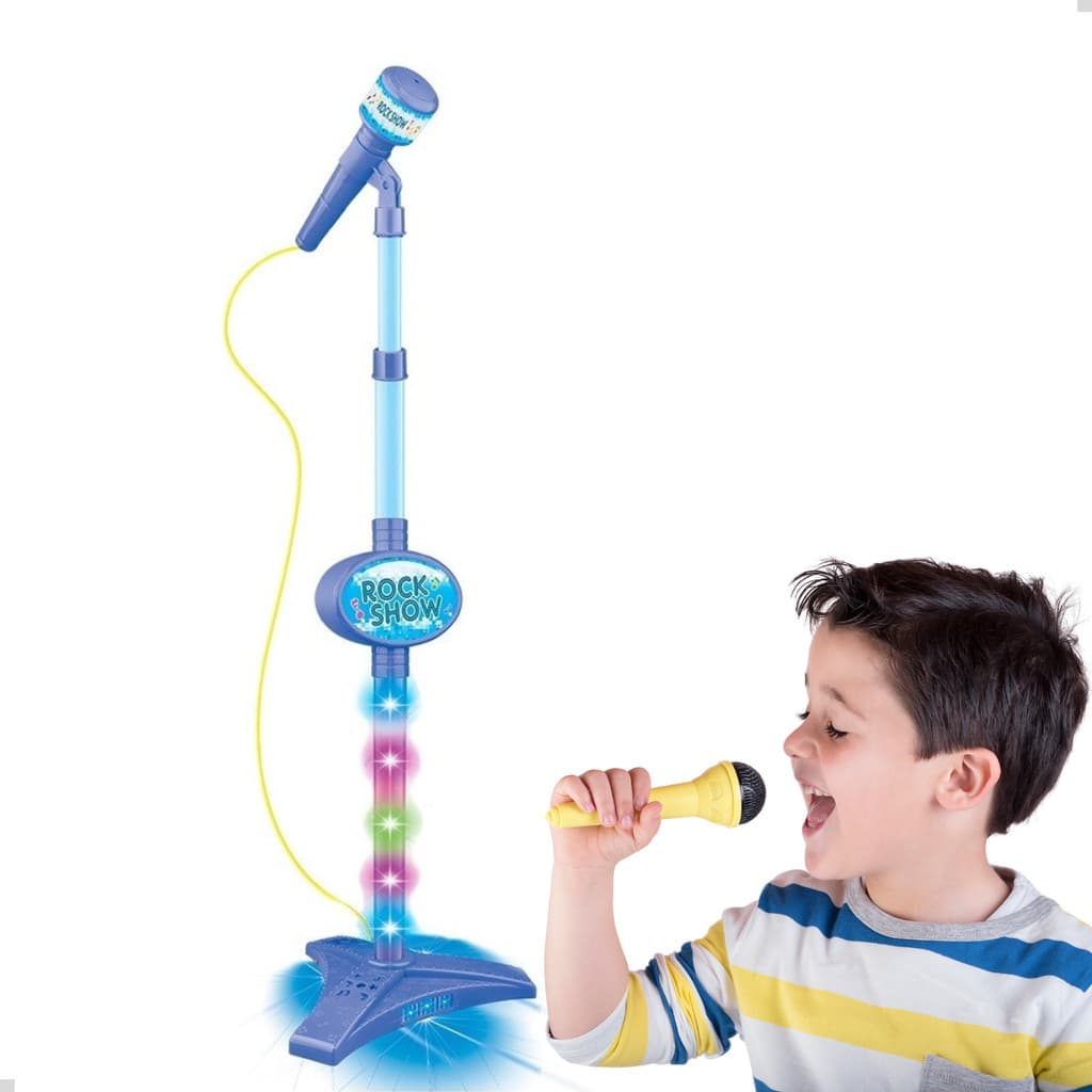 Microfone Pedestal Rock Show Azul - Dm Toys