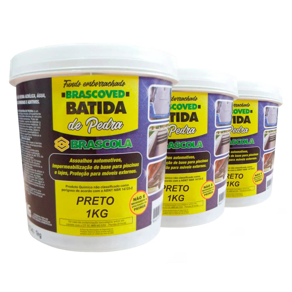 Kit 3 Batidas de Pedra Preto 1kg Brascoved - Brascola