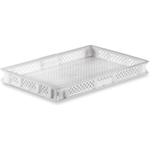 2 Bandeja Plástica Vazada Empilhável Caixa Congelamento Pão de Queijo Massas Salgados Natural Branco