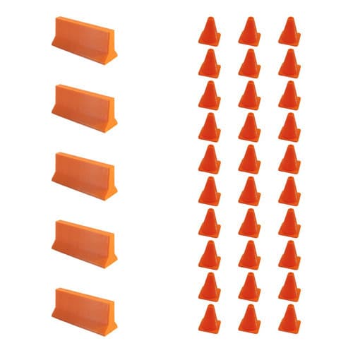 Kit 05 Barreiras + 30 Cones Para Carrinhos Escala 1:64