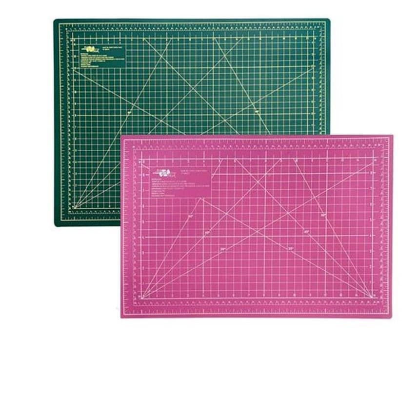 Base de corte dupla face verde e rosa para patchwork scrapbook