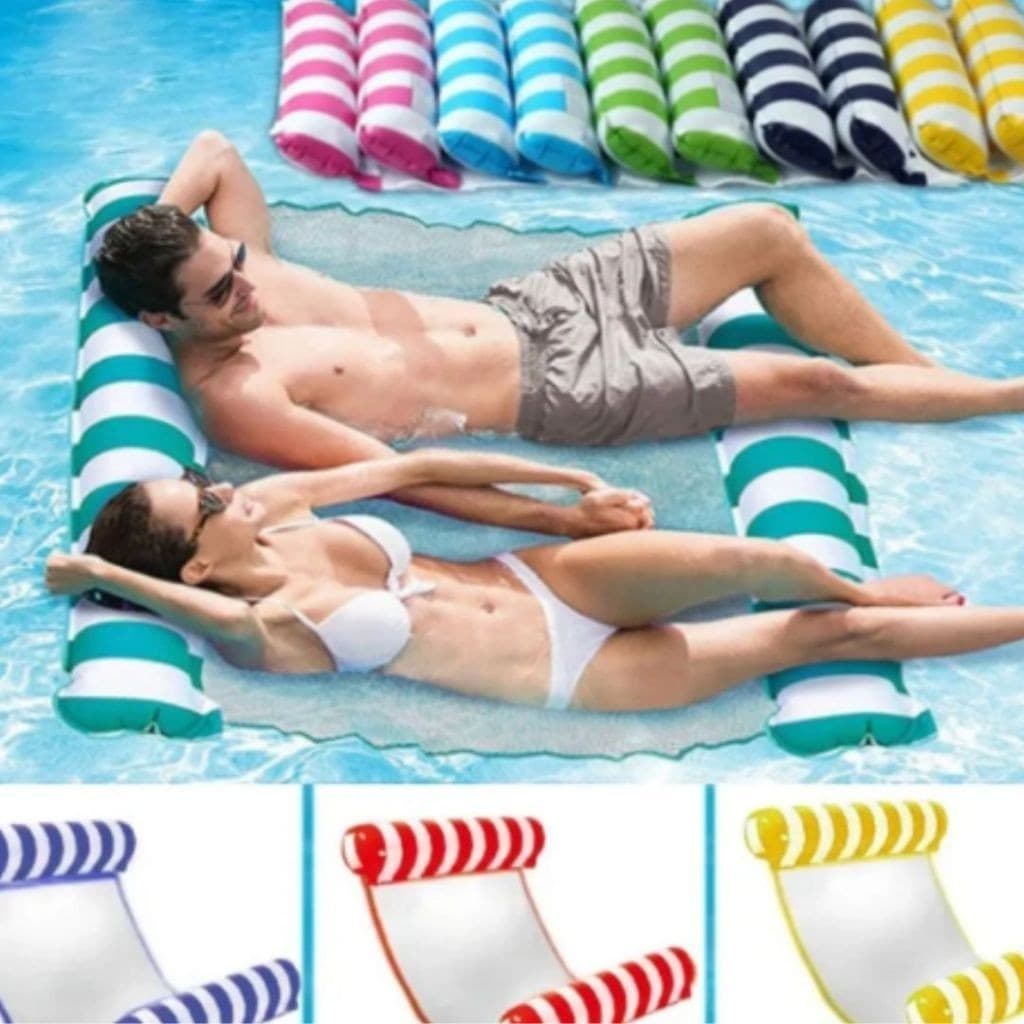 Rede Bóia Colchão Flutuante Cama Inflável Reclinável Piscina