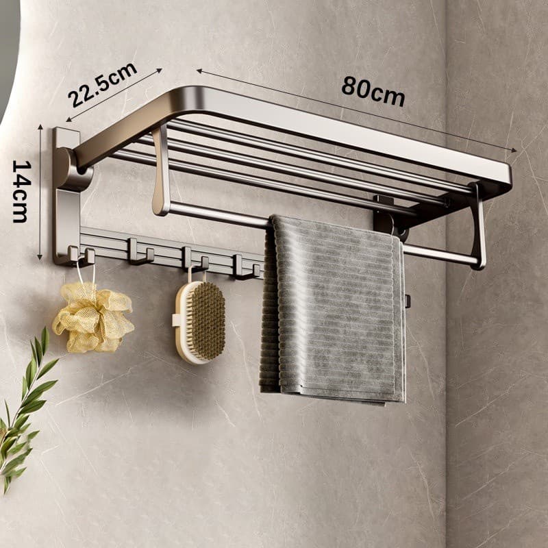 Porta Toalha Suporte Toalheiro Banheiro Duplo Aço Inox Premium Retratil 90° Adesivo Sem Furos
