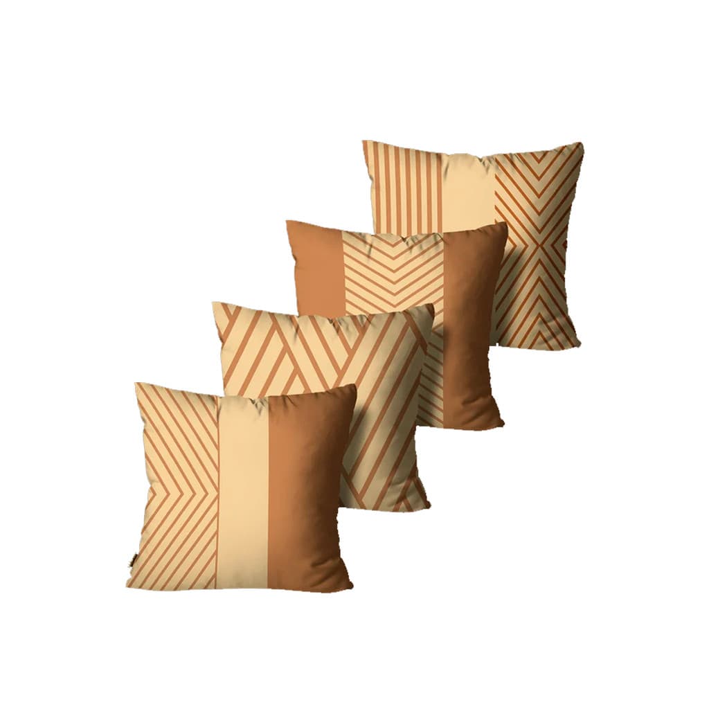 Kit com 4 Capas de Almofadas Decorativas Geométrica Caramelo