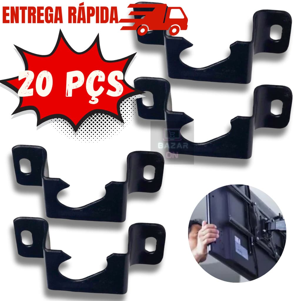 Kit 20 Suportes Para Tv Fixo Universal 14" à 85" até 80Kg Televisão Smart Plasma Lcd Led 4K Hack