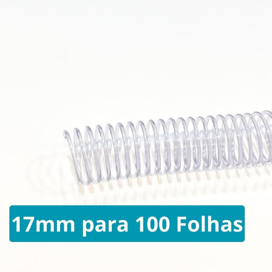 Espiral para Encadernação 17mm Transparente Ofício para 100 Folhas 90g - 10, 20, 30, 40 ou 50 unidades