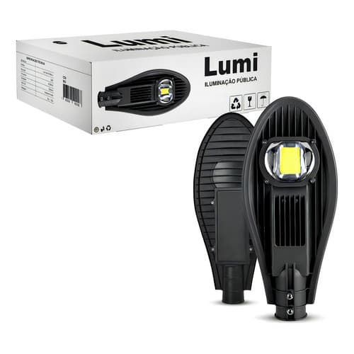 Kit 2 Luminária Pública De Poste Super Led Cob 50w Prova D'água Branco Frio Bivolt