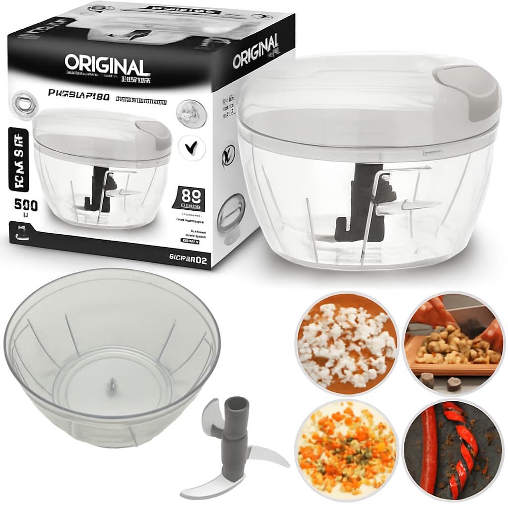Processador De Alimentos E Triturador 3 Laminas 500ml - Ideal Para Picar, Moer E Fatiar Alimentos