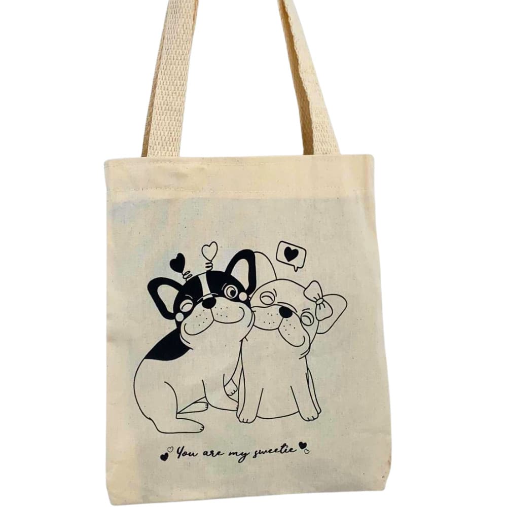 Mini Bolsa Ecobag Feminina 100% Algodão com Estampa LOVE DOGS  | Sustentável e Estilosa
