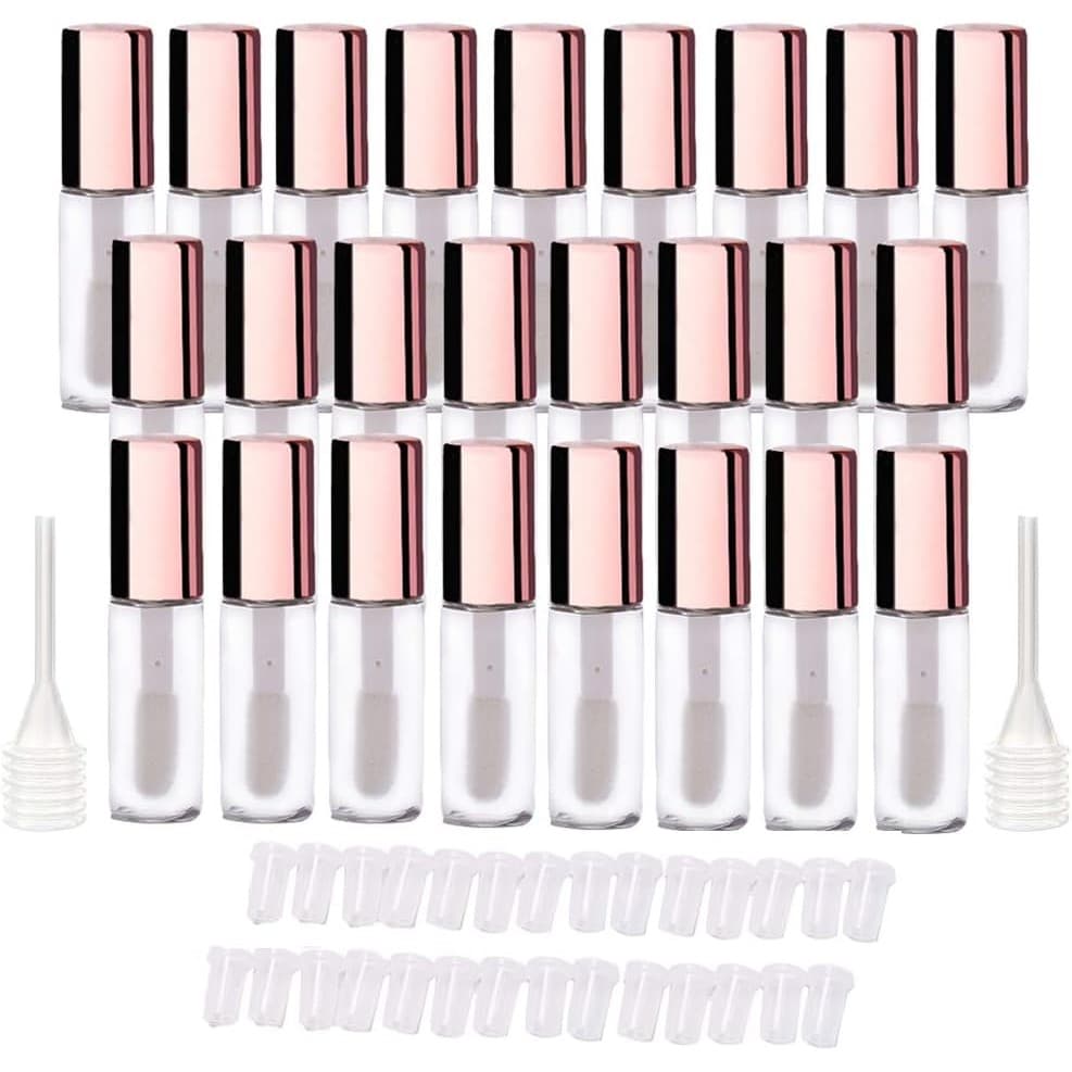 Pacote Com 25 Tubos De Brilho Labial Muito Vazios De 1.2 mL Recipientes Transparentes Mini Frascos De Bálsamo Recarregáv
