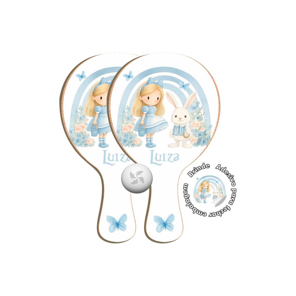 7/10/15/20/25 lembrancinha Kit Raquetes Ping Pong - Alice no País das Maravilhas
