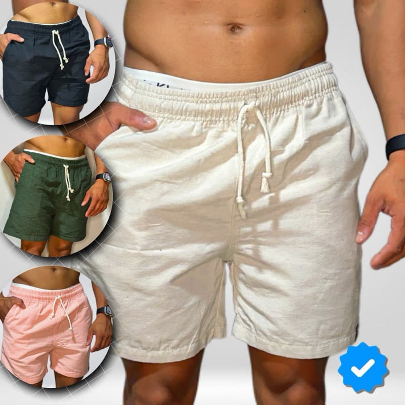 KIT 2 Shorts Linho Masculino Básico Mauricinho Premium - Bermuda em Linho moda Praia verão