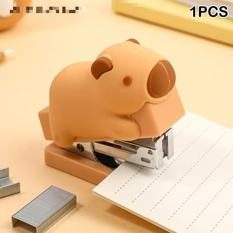 Mini Grampeador Capivara Com Capacidade 400 Grampos 24/6 Ou 26/6 Para 20 Folhas Acompanha