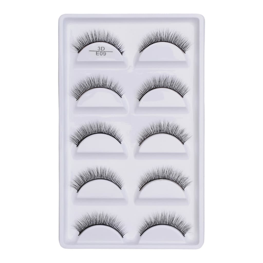 Cartela com 5 pares de cilios postiços naturais modelo - E09