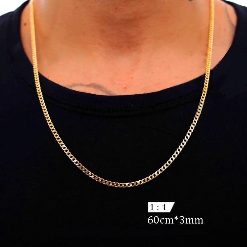 Corrente Cordão  3X1 fina 60 cm Colares de aço inoxidável colar fino de masculino feminino