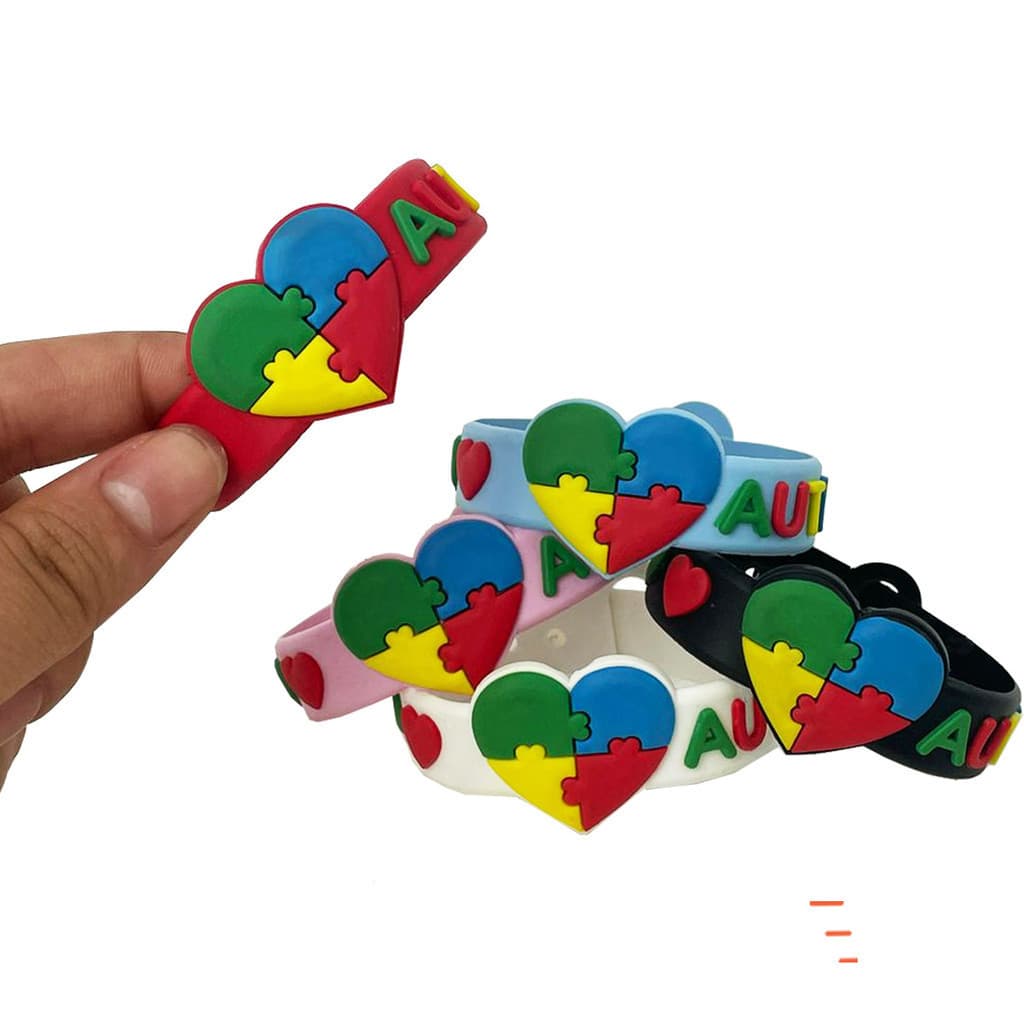 Pulseira de Silicone Quebra-Cabeça Autismo Colorida Diversas Cores
