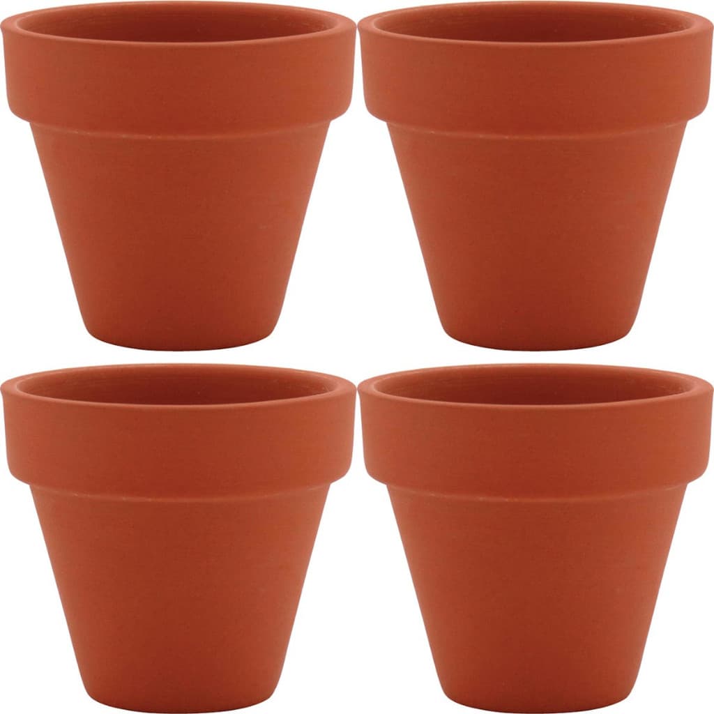 Kit 4 Cachepô Vaso Planta 5x5x5cm Terracota Natural Clay Home&Co Suculenta Cacto Flores Enfeite