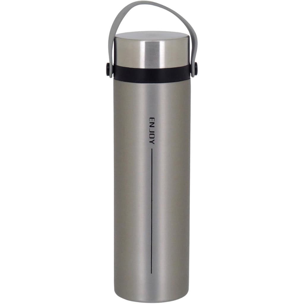 Garrafa Térmica Squeeze Fitness Enjoy Parede Dupla Inox 450ml 23x6 Prata